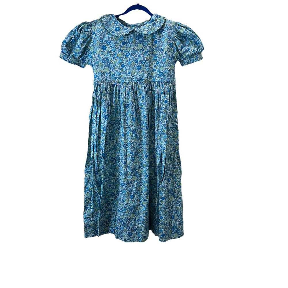 Orient Expressed Blue Floral Cottage Core Boho Puff Sleeve Dress Girls Size 7